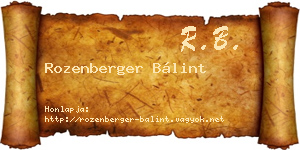 Rozenberger Bálint névjegykártya